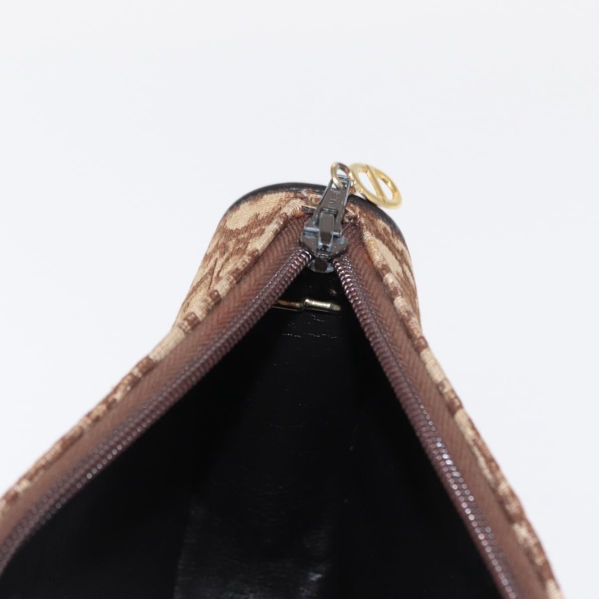 Christian Dior Trotter Canvas Shoulder Bag Brown Gold Auth 155929