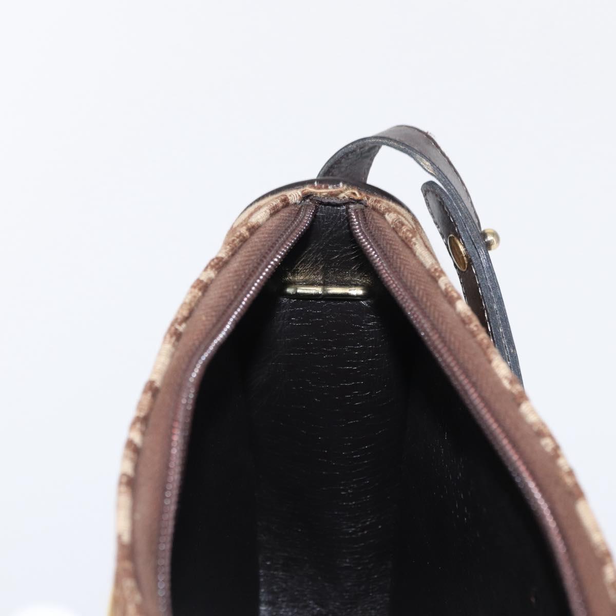 Christian Dior Trotter Canvas Shoulder Bag Brown Gold Auth 155929