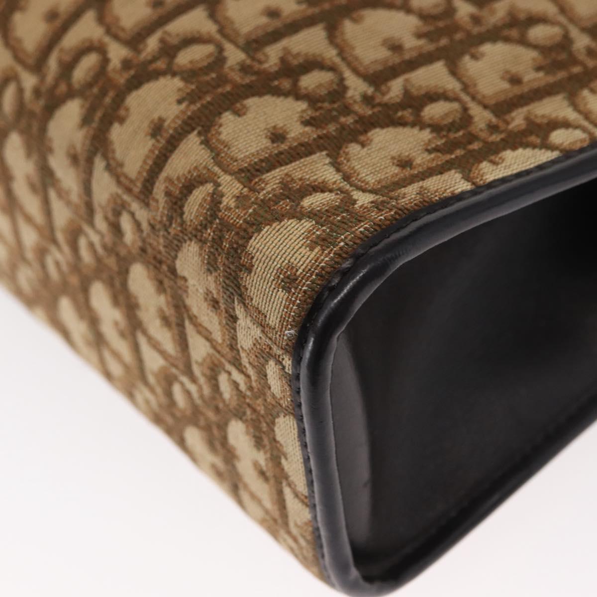 Christian Dior Trotter Canvas Shoulder Bag Brown Gold Auth 155930