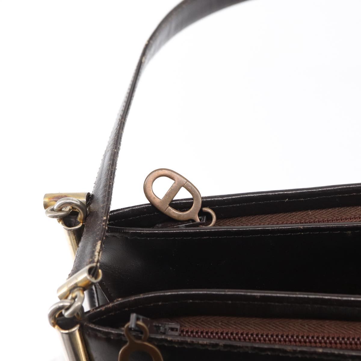 Christian Dior Trotter Canvas Shoulder Bag Brown Gold Auth 155930