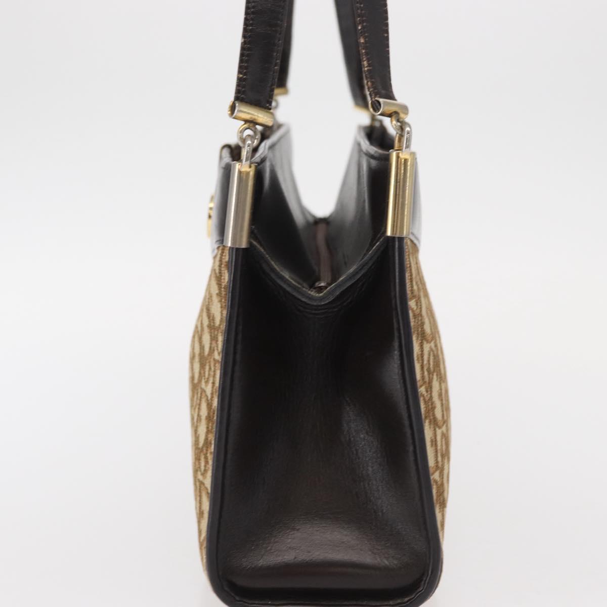 Christian Dior Trotter Canvas Shoulder Bag Brown Gold Auth 155930