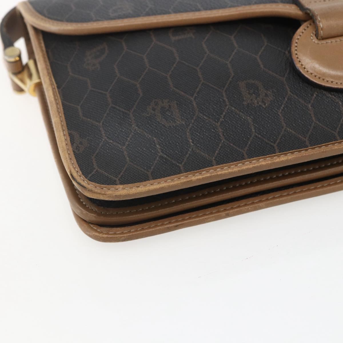 Christian Dior Honeycomb Canvas Shoulder Bag PVC Black Gold Auth 155933