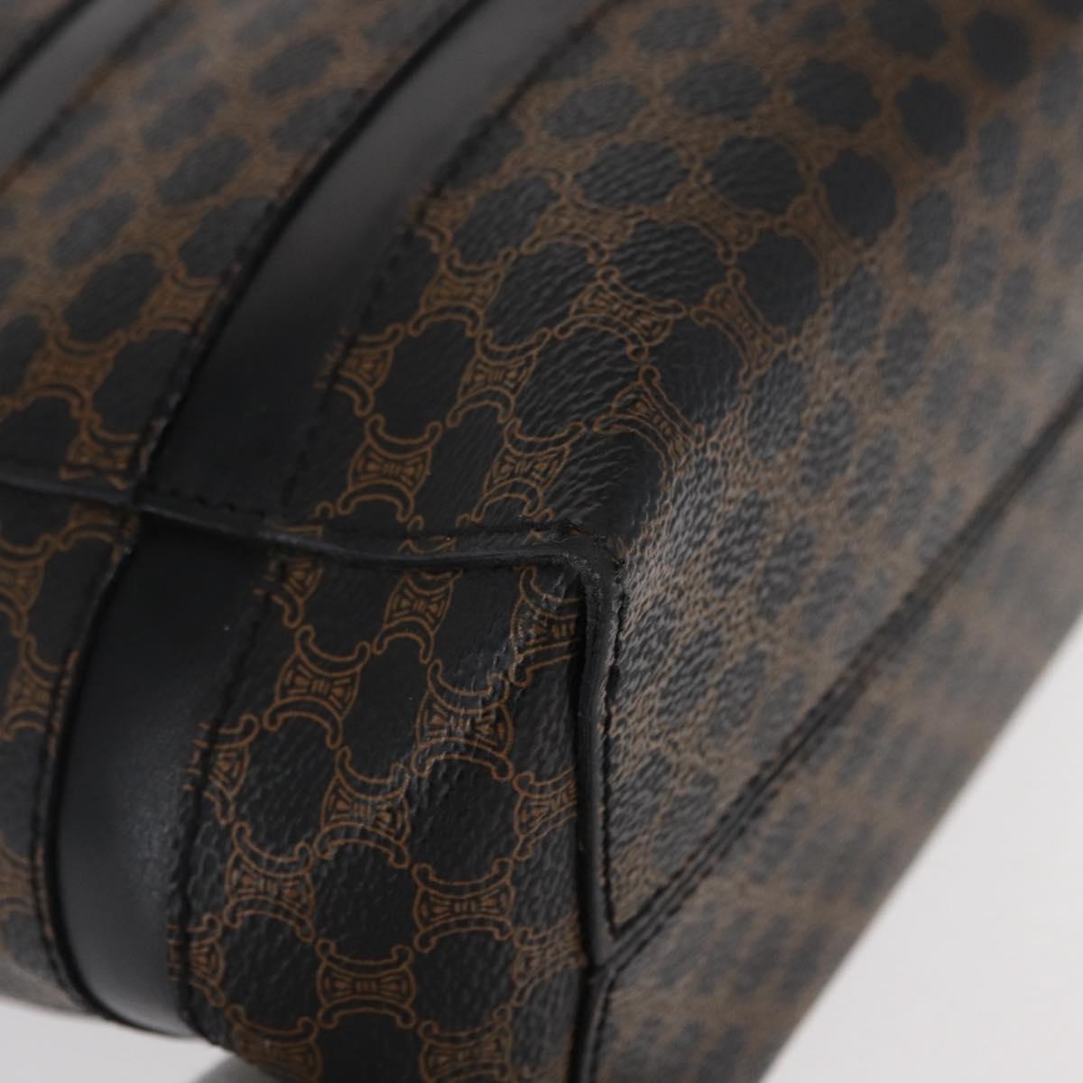 CELINE Macadam Canvas Tote Bag PVC Leather Black Gold Auth 155936