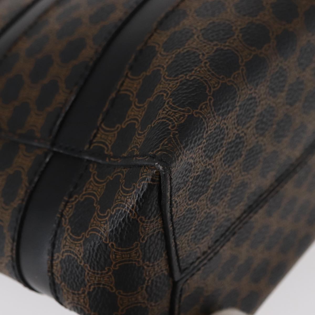 CELINE Macadam Canvas Tote Bag PVC Leather Black Gold Auth 155936