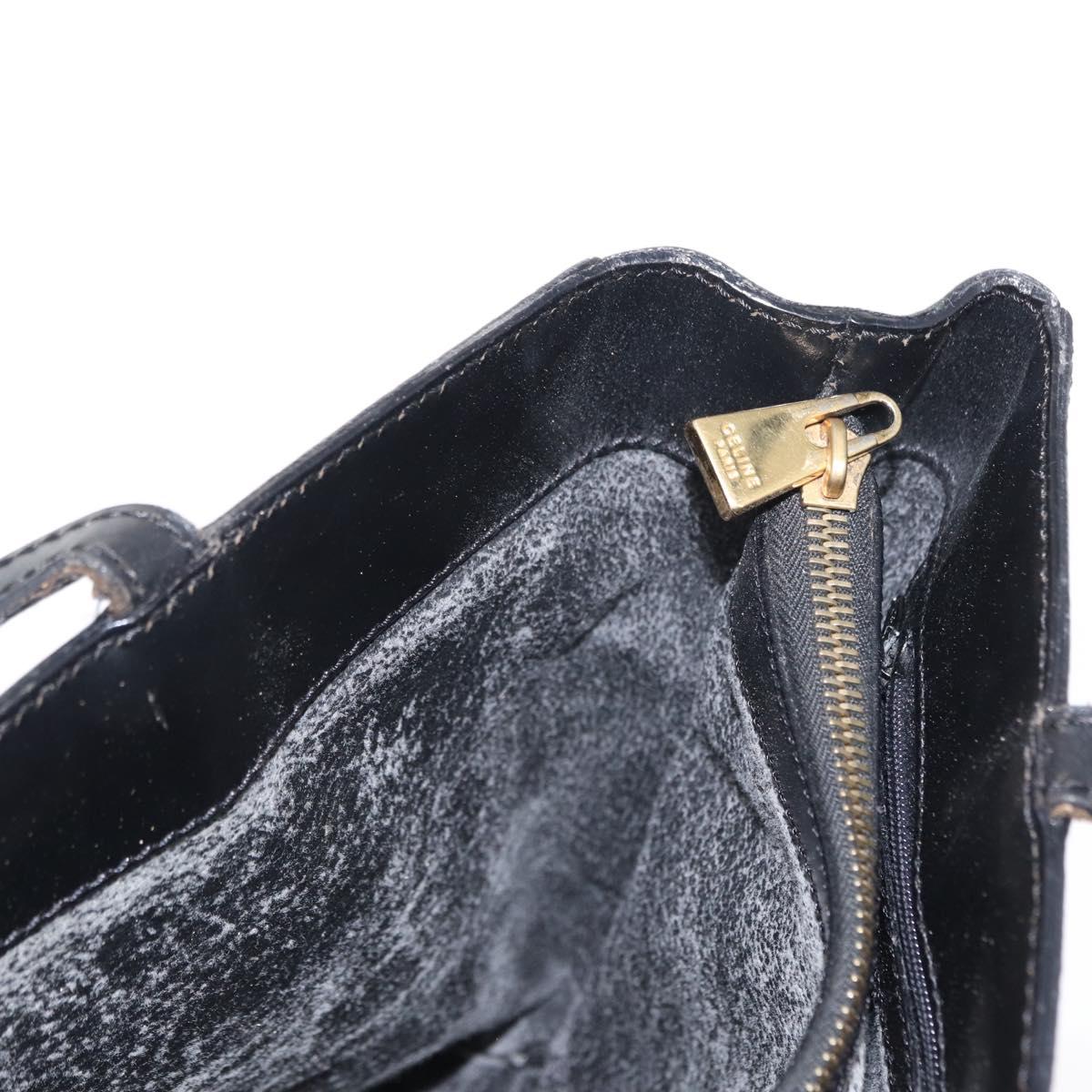 CELINE Macadam Canvas Tote Bag PVC Leather Black Gold Auth 155936