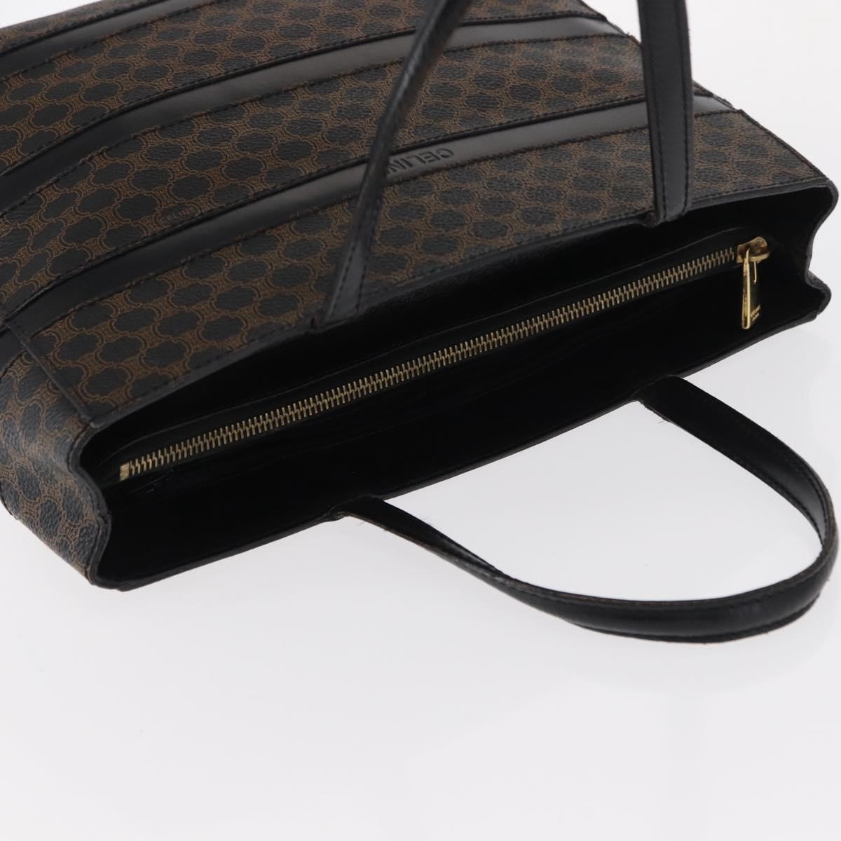 CELINE Macadam Canvas Tote Bag PVC Leather Black Gold Auth 155936