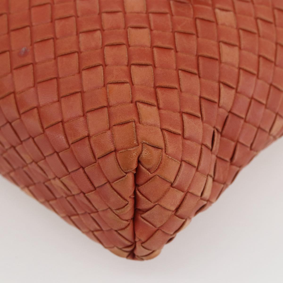 BOTTEGA VENETA INTRECCIATO Tote Bag Leather Orange Gold Auth 155938