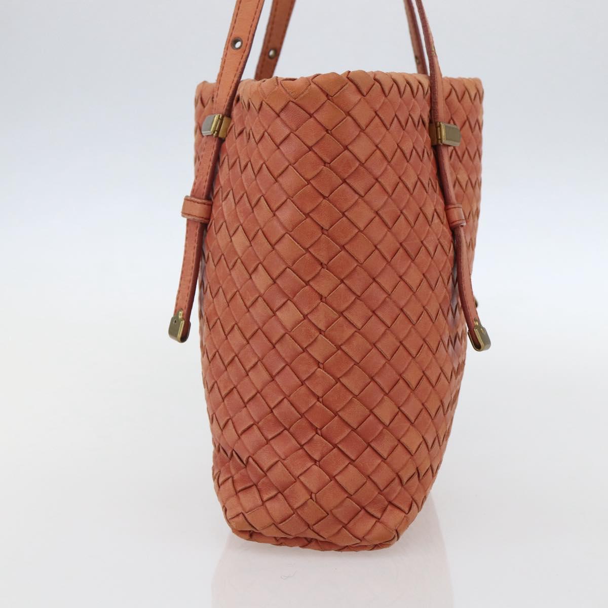 BOTTEGA VENETA INTRECCIATO Tote Bag Leather Orange Gold Auth 155938
