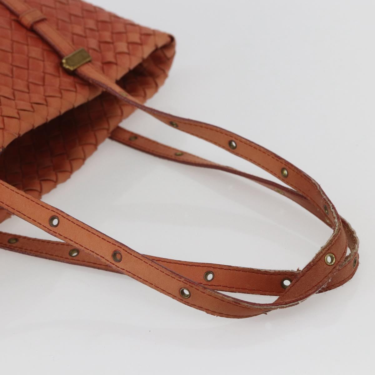 BOTTEGA VENETA INTRECCIATO Tote Bag Leather Orange Gold Auth 155938