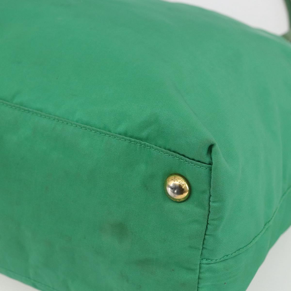 PRADA Tote Bag Nylon Green Gold Auth 155942