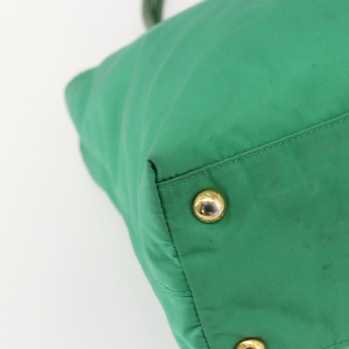 PRADA Tote Bag Nylon Green Gold Auth 155942