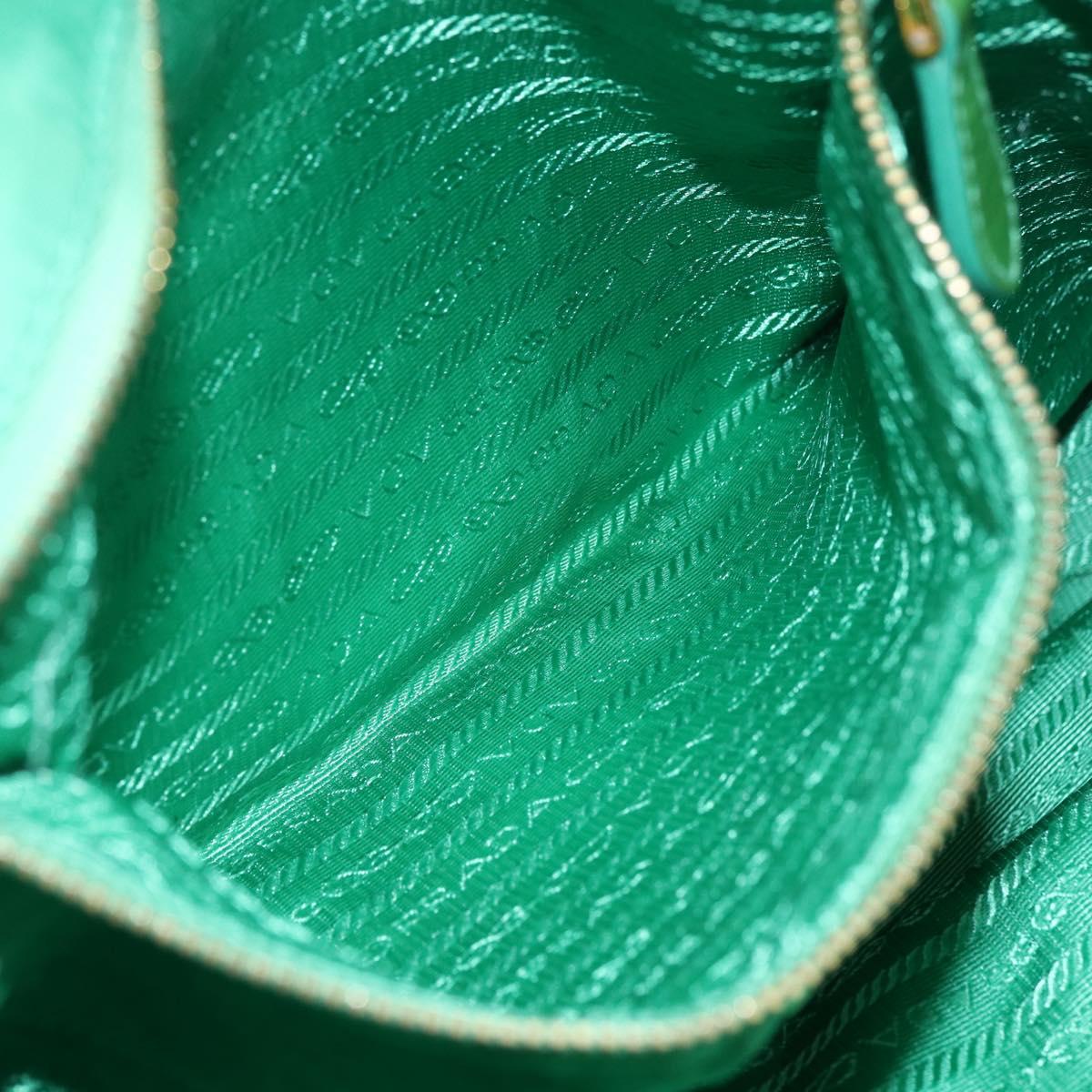 PRADA Tote Bag Nylon Green Gold Auth 155942
