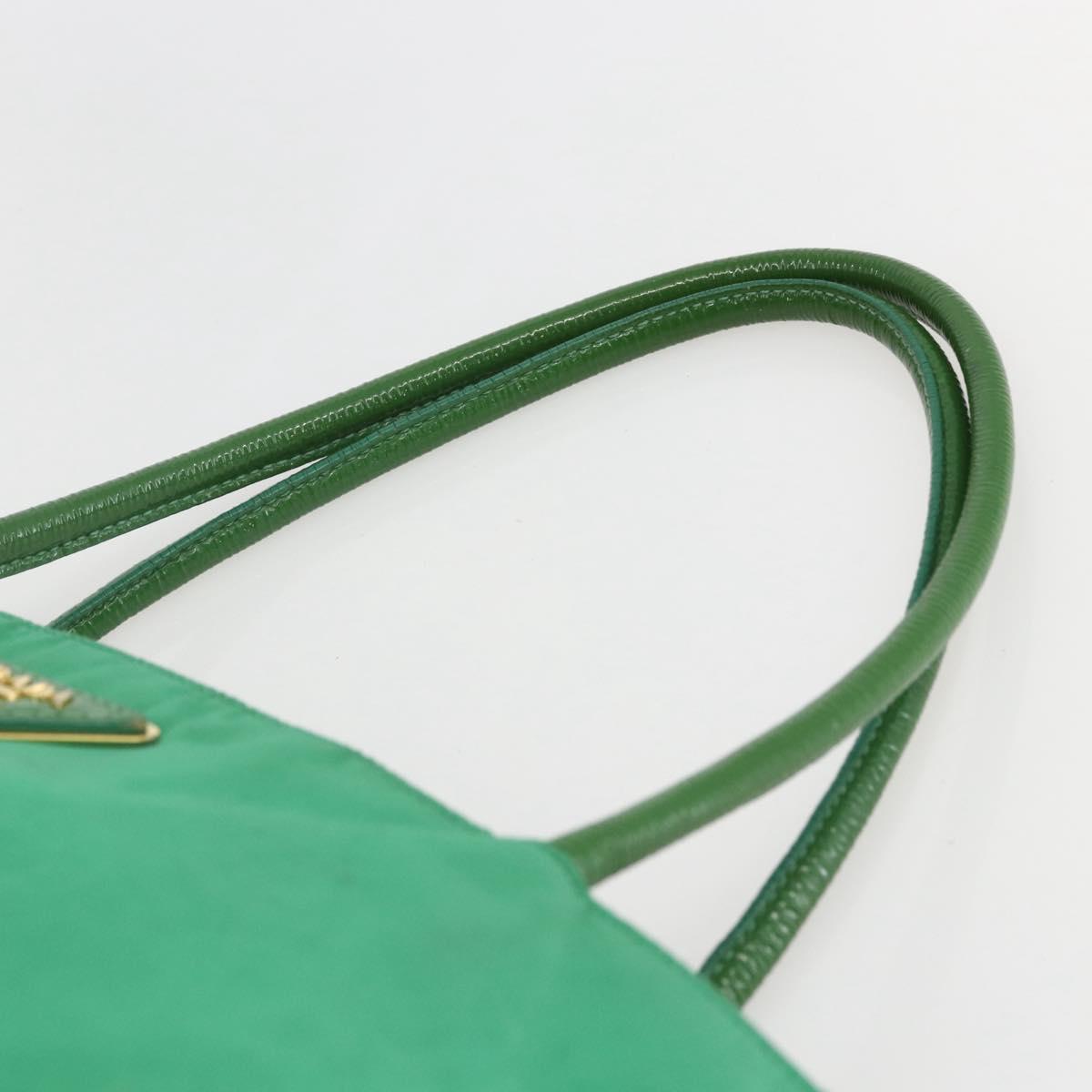 PRADA Tote Bag Nylon Green Gold Auth 155942
