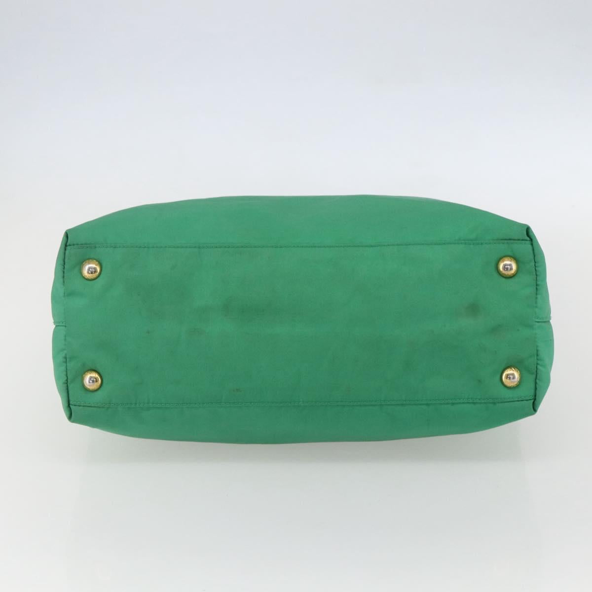 PRADA Tote Bag Nylon Green Gold Auth 155942