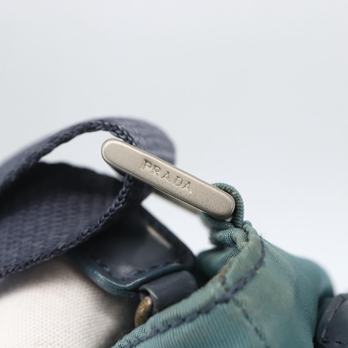 PRADA Shoulder Bag Nylon Blue Silver Auth 155943