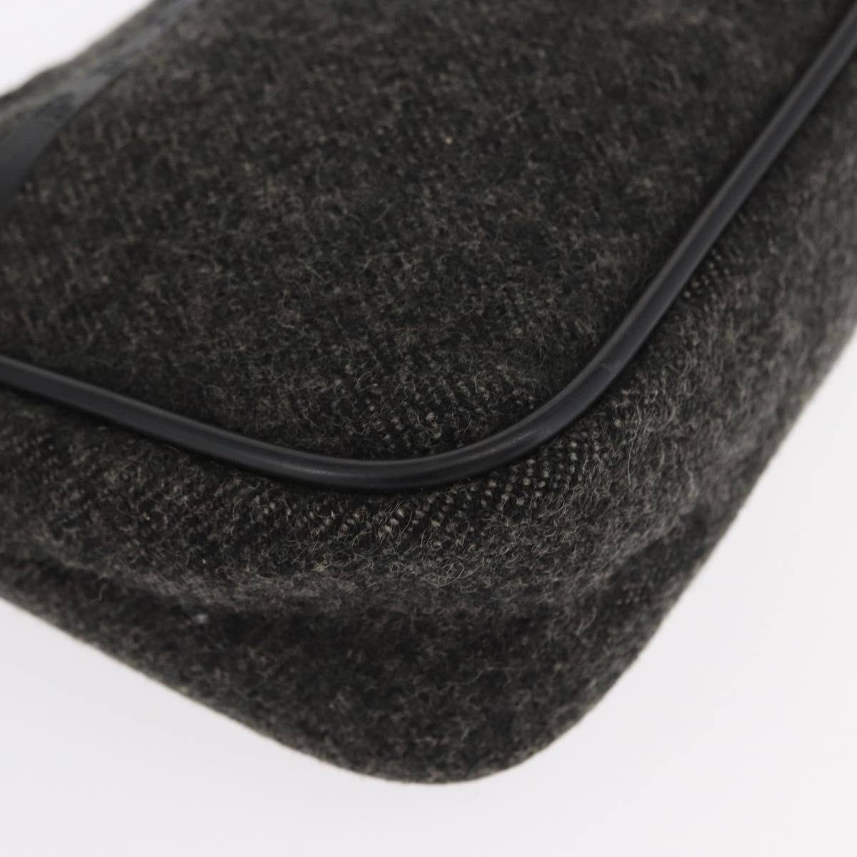 PRADA Sports Hand Bag Wool Gray Silver Auth 155944