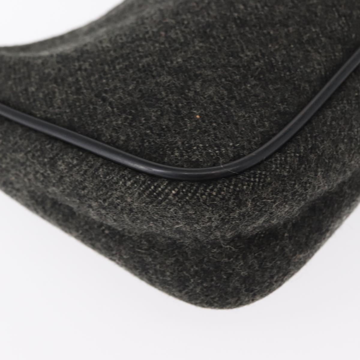 PRADA Sports Hand Bag Wool Gray Silver Auth 155944