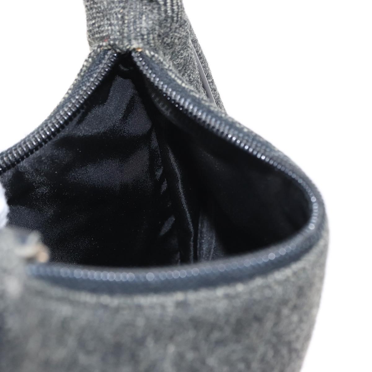 PRADA Sports Hand Bag Wool Gray Silver Auth 155944