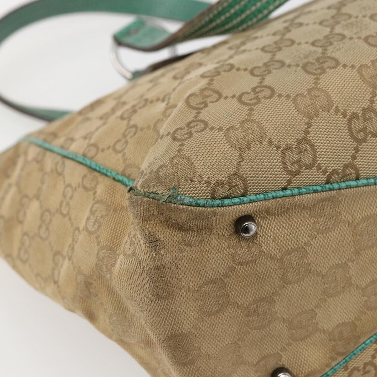 GUCCI GG Canvas Tote Bag Beige Silver 113017 Auth 155950