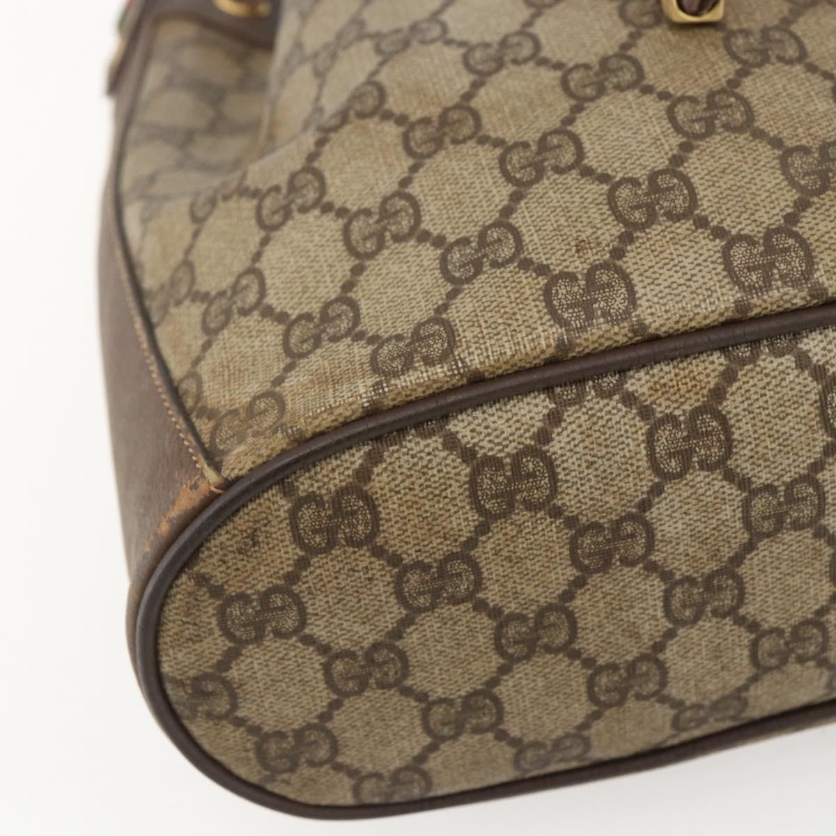 GUCCI GG Supreme Web Sherry Line Bag PVC Beige Gold 164 02 034 Auth 155951