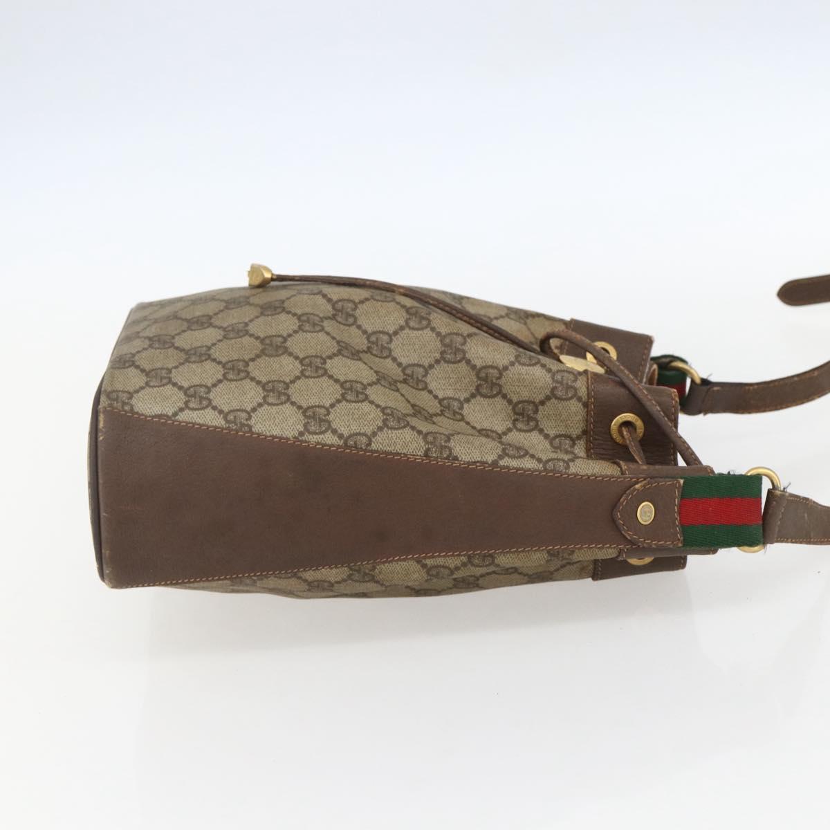 GUCCI GG Supreme Web Sherry Line Bag PVC Beige Gold 164 02 034 Auth 155951