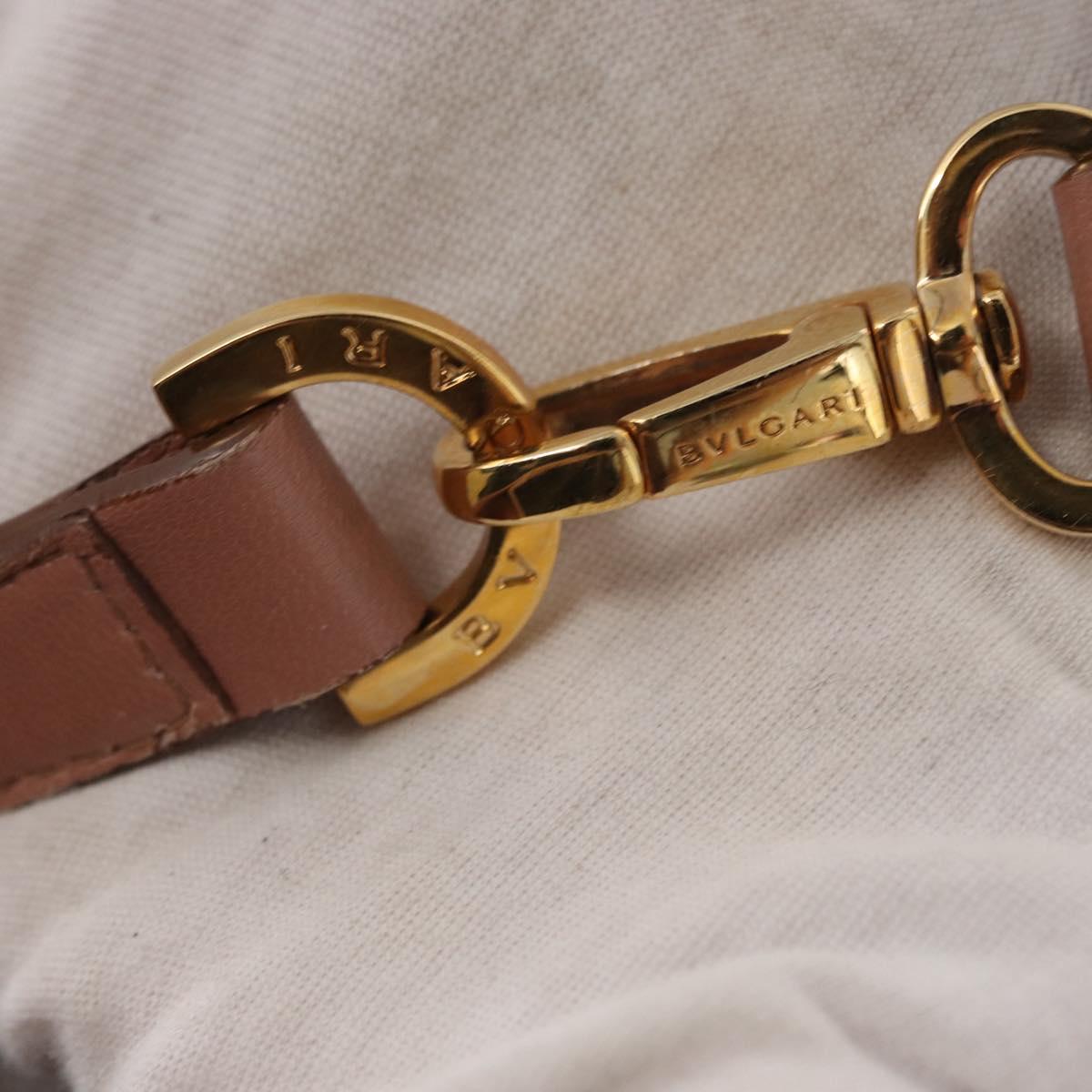 BVLGARI Chandra Shoulder Bag Leather Pink Gold Auth 155952