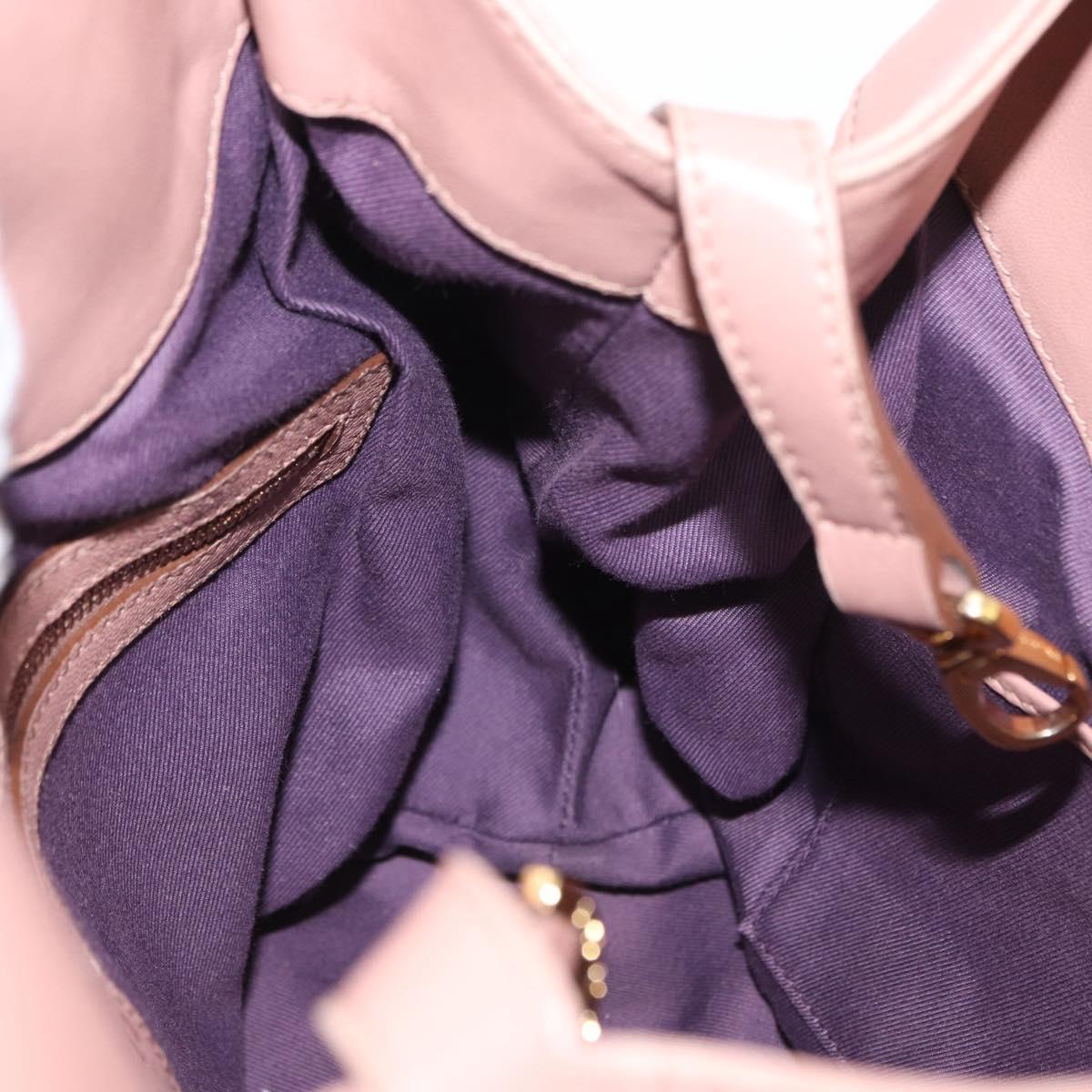 BVLGARI Chandra Shoulder Bag Leather Pink Gold Auth 155952