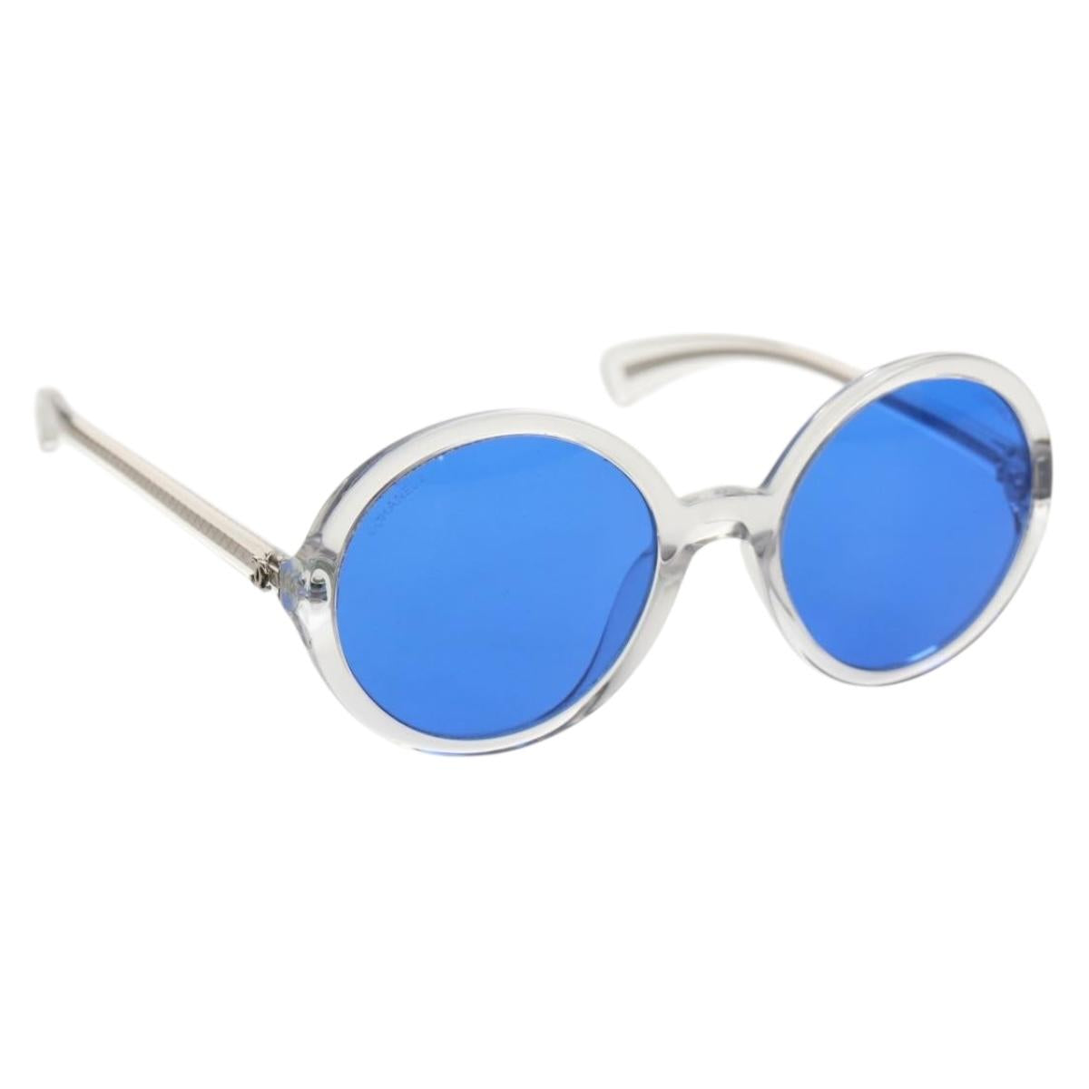 CHANEL Sunglasses plastic Blue CC Auth 155953M