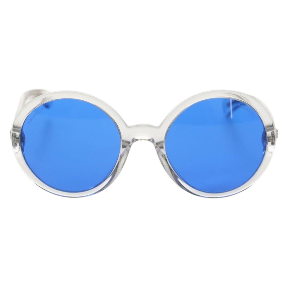 CHANEL Sunglasses plastic Blue CC Auth 155953M