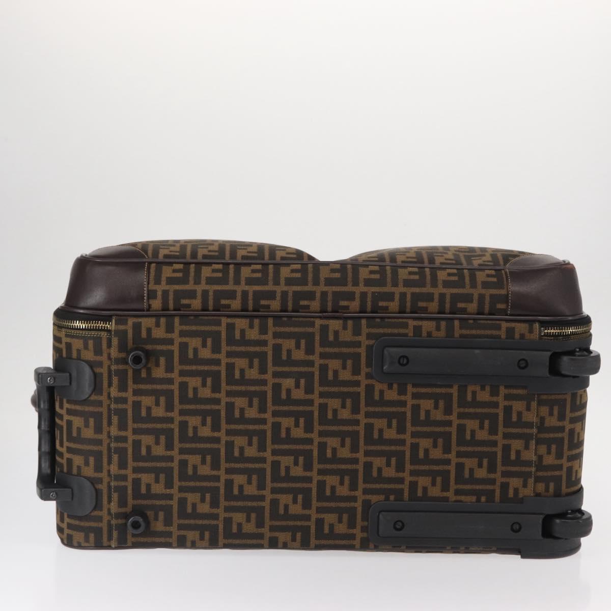 FENDI Carry Case Zucca Canvas Trunk Black Brown Auth 155959SAV