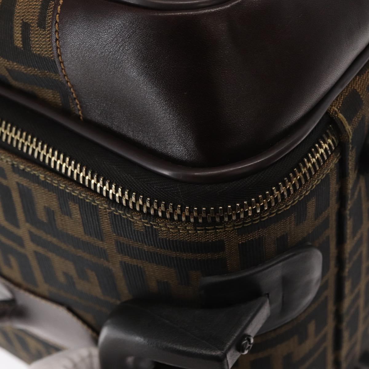 FENDI Carry Case Zucca Canvas Trunk Black Brown Auth 155959SAV