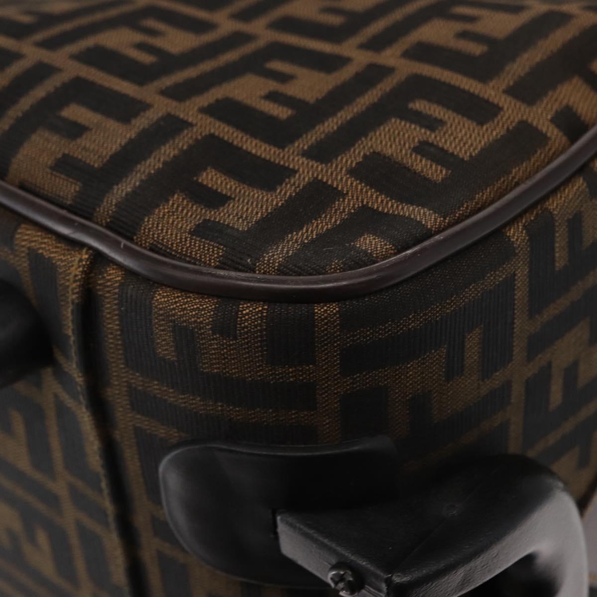 FENDI Carry Case Zucca Canvas Trunk Black Brown Auth 155959SAV