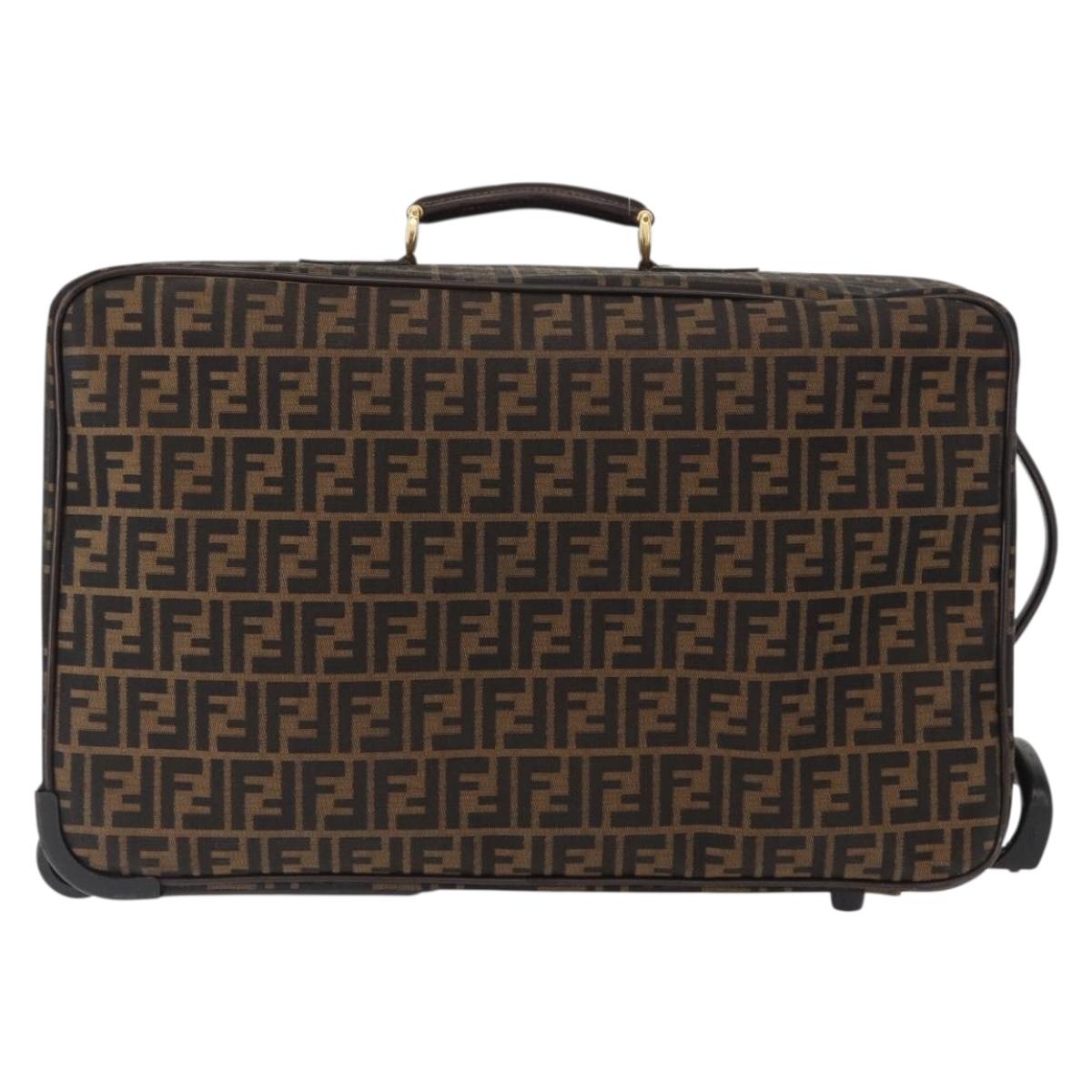 FENDI Carry Case Zucca Canvas Trunk Black Brown Auth 155959SAV