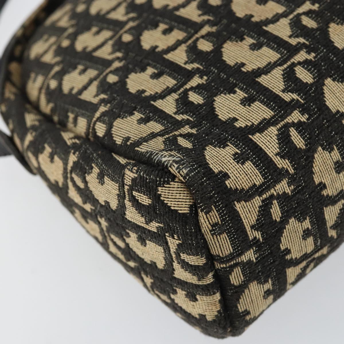 Christian Dior Trotter Canvas Shoulder Bag Black Gold Auth 155999