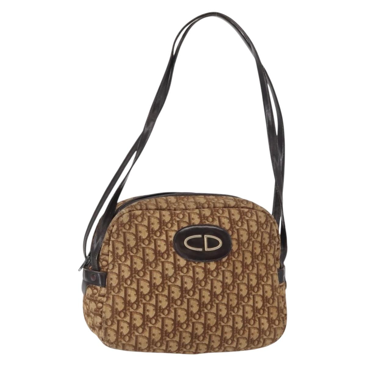 Christian Dior Trotter Canvas Shoulder Bag Brown Auth 156003