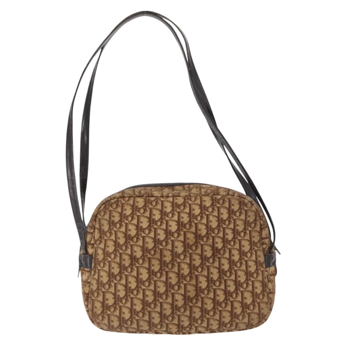 Christian Dior Trotter Canvas Shoulder Bag Brown Auth 156003