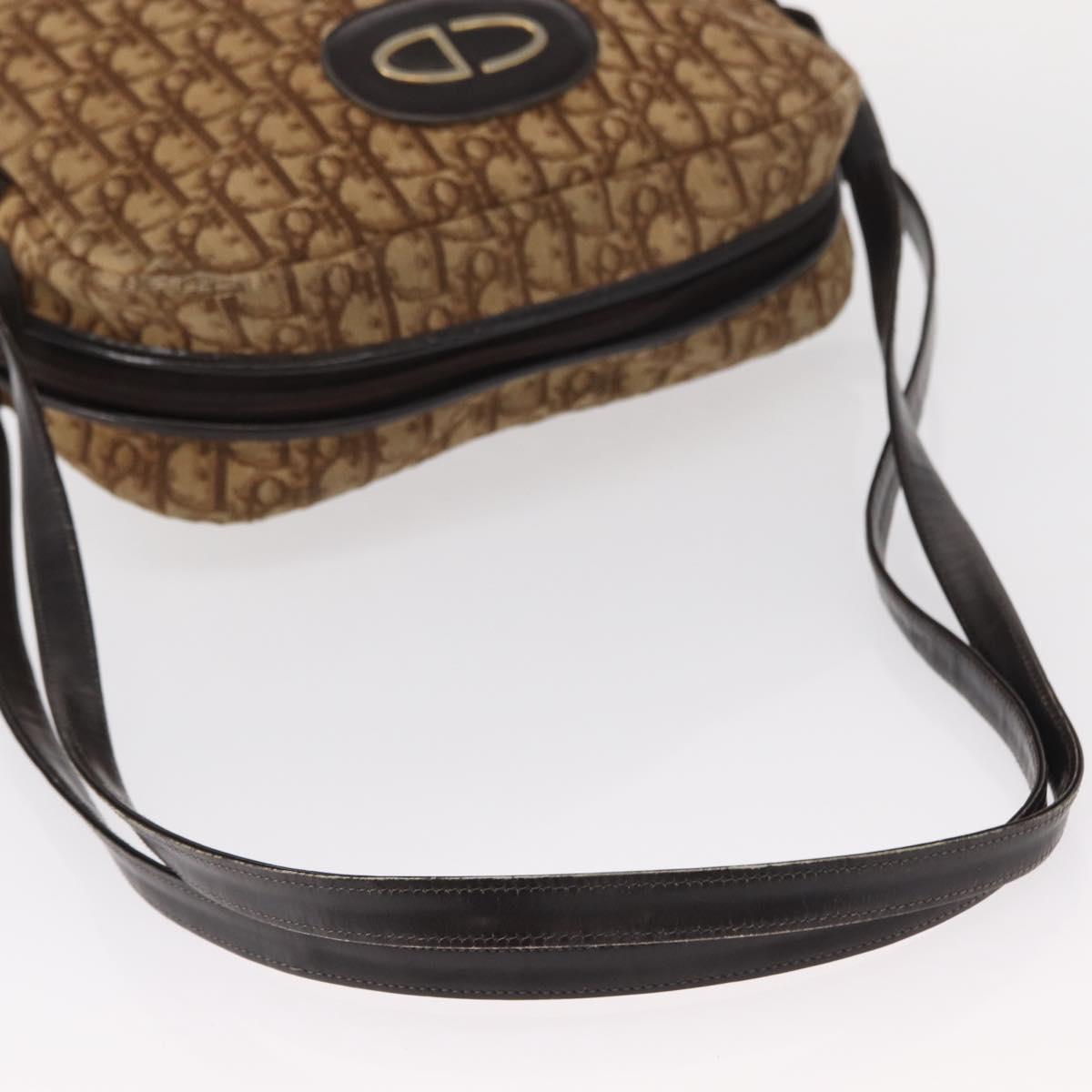 Christian Dior Trotter Canvas Shoulder Bag Brown Auth 156003