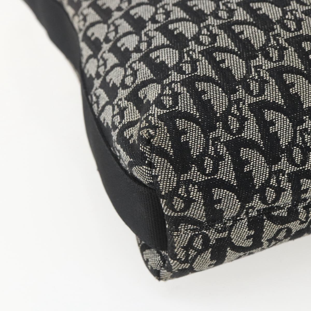 Christian Dior Trotter Canvas Shoulder Bag Black Silver Auth 156004