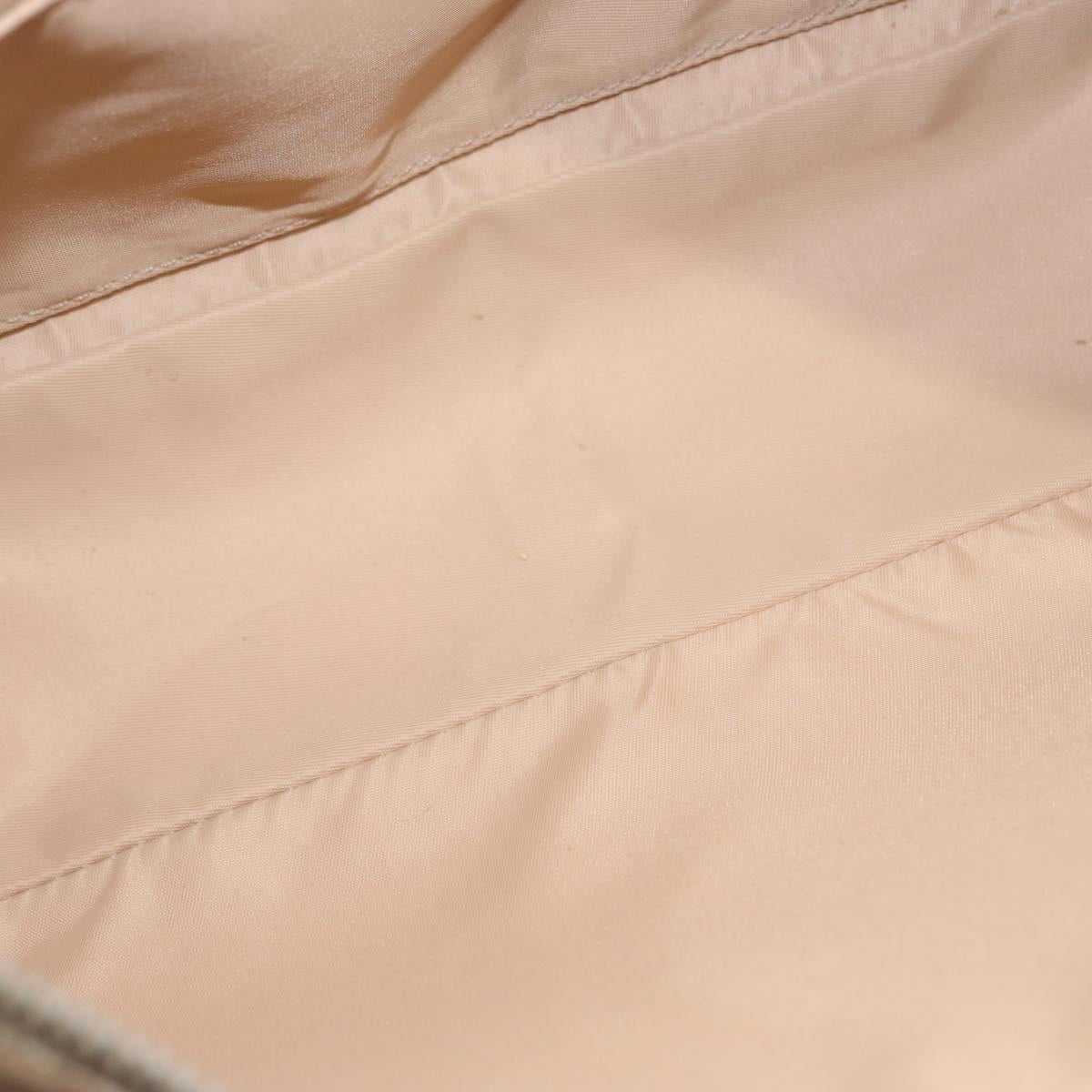 Christian Dior Trotter Canvas Romantic Chain Bag PVC Beige Silver Auth 156005