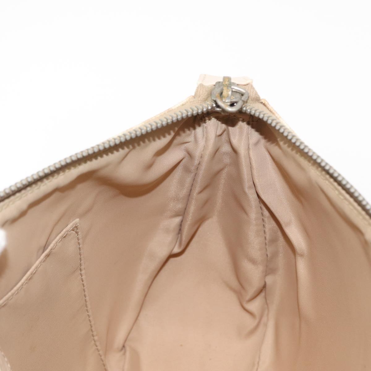 Christian Dior Trotter Canvas Romantic Chain Bag PVC Beige Silver Auth 156005