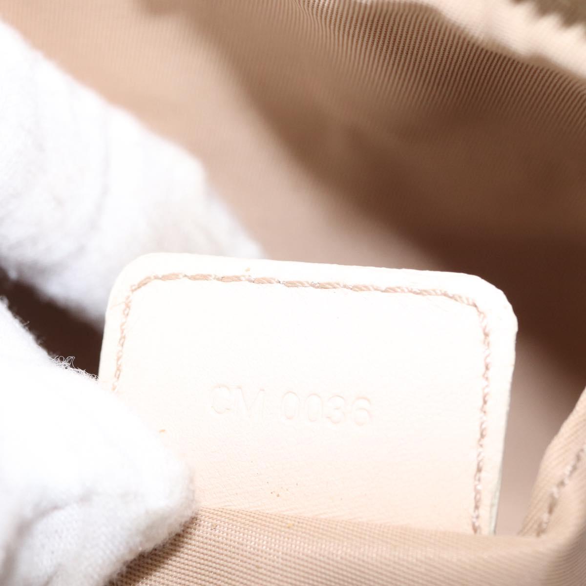 Christian Dior Trotter Canvas Romantic Chain Bag PVC Beige Silver Auth 156005