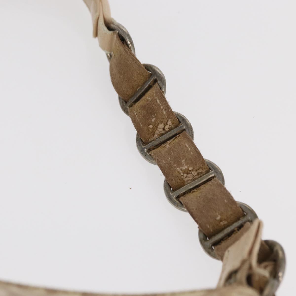 Christian Dior Trotter Canvas Romantic Chain Bag PVC Beige Silver Auth 156005