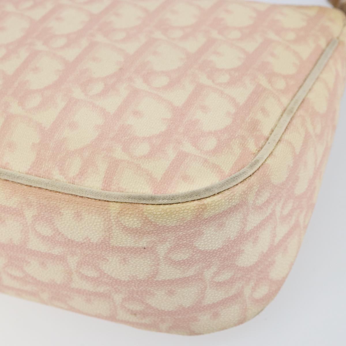 Christian Dior Trotter Canvas Romantic Chain Bag PVC Pink Silver Auth 156006