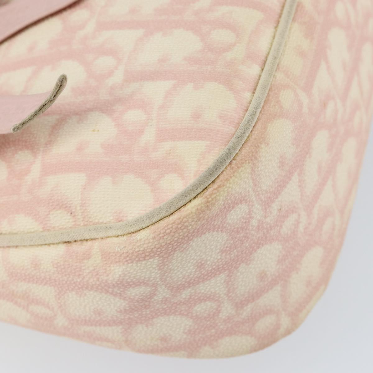 Christian Dior Trotter Canvas Romantic Chain Bag PVC Pink Silver Auth 156006