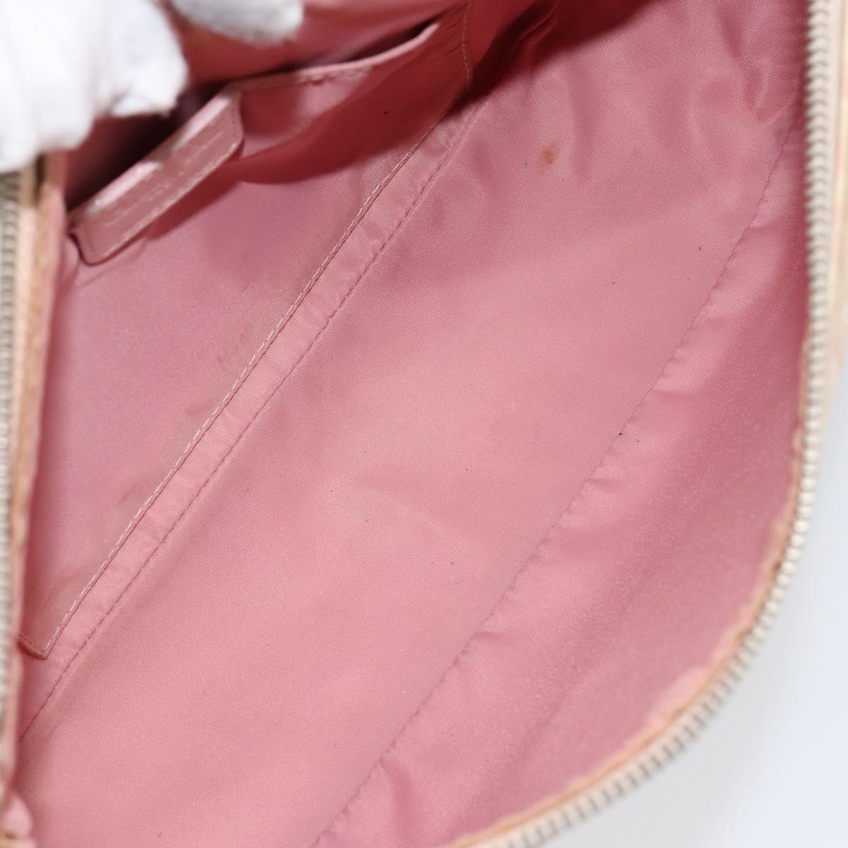 Christian Dior Trotter Canvas Romantic Chain Bag PVC Pink Silver Auth 156006