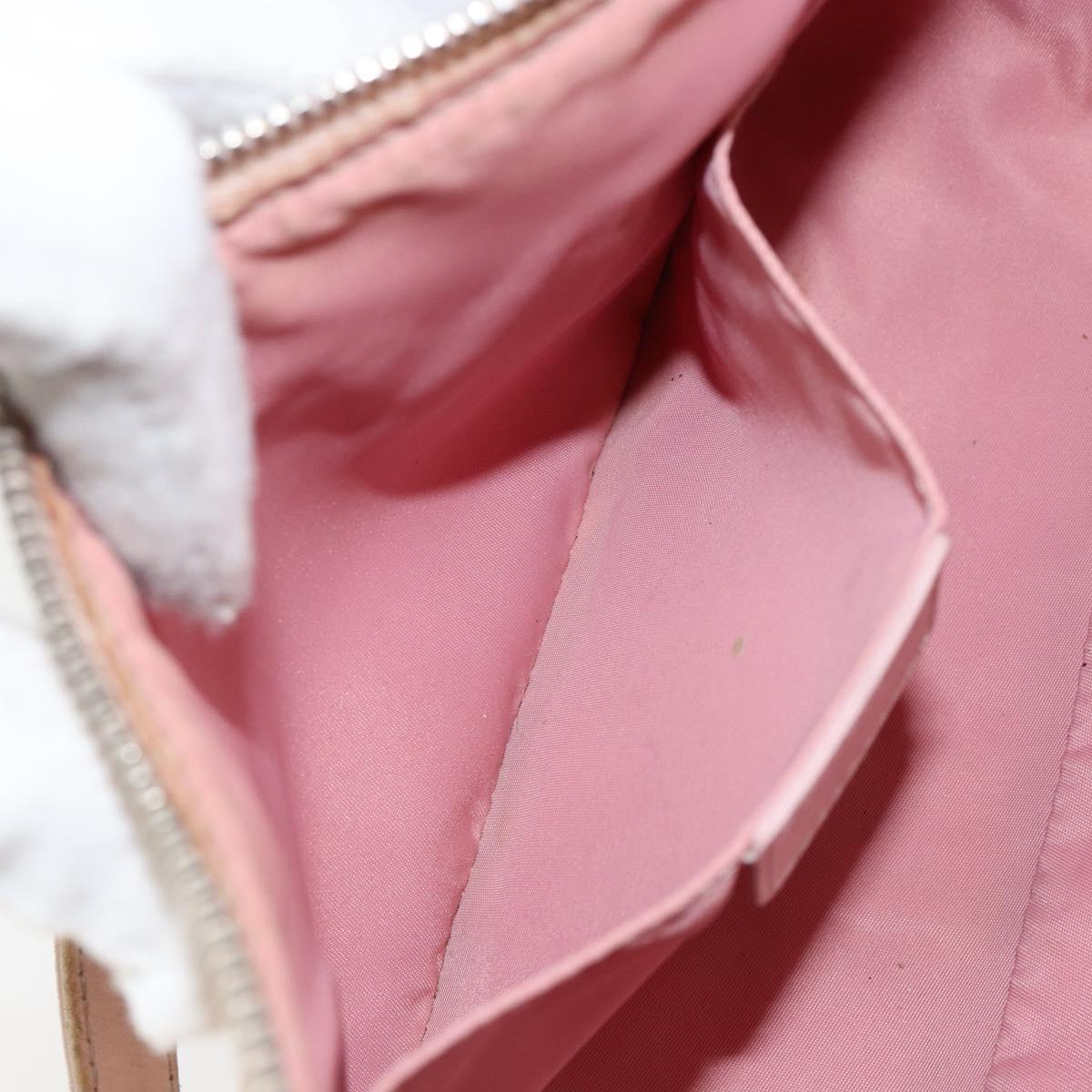 Christian Dior Trotter Canvas Romantic Chain Bag PVC Pink Silver Auth 156006