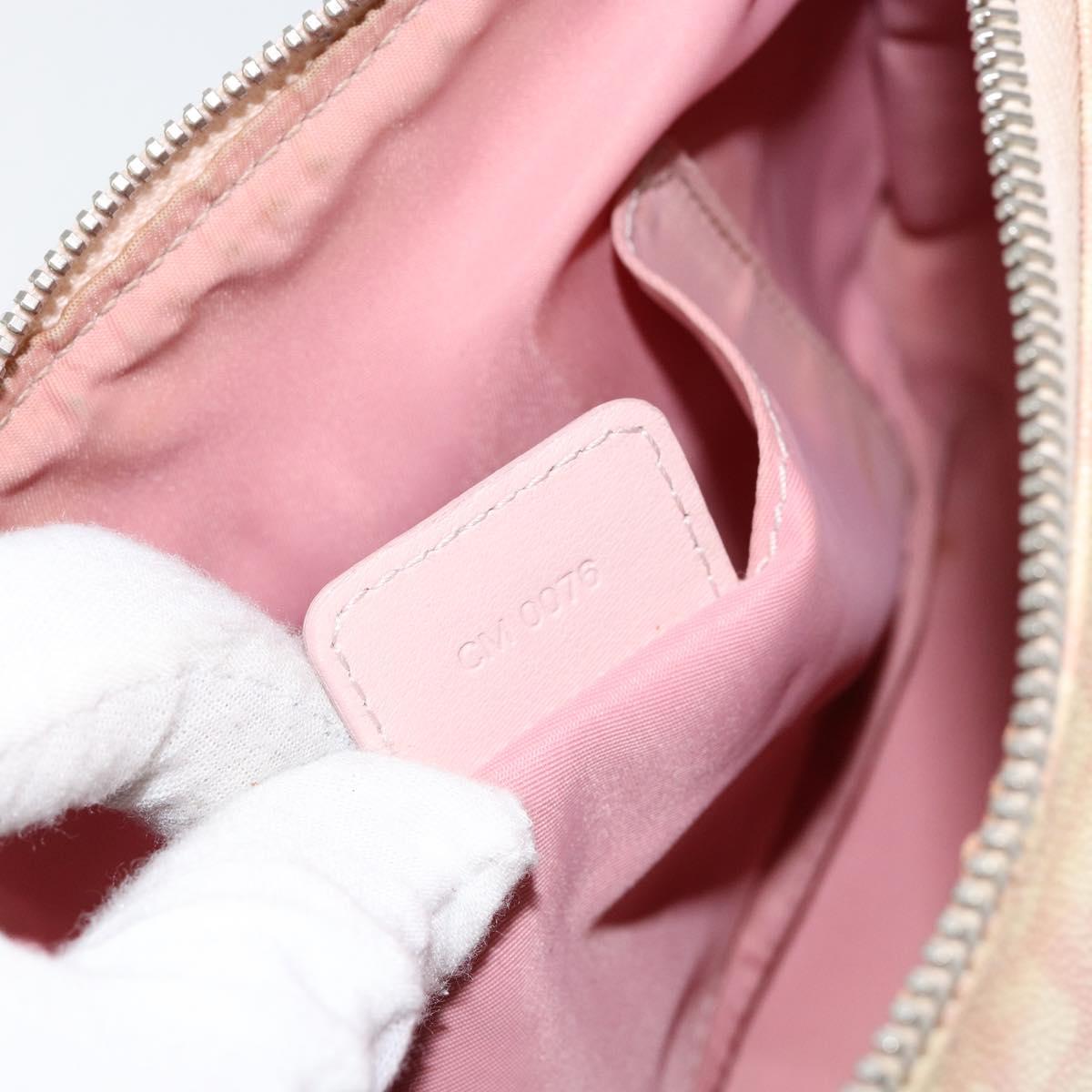 Christian Dior Trotter Canvas Romantic Chain Bag PVC Pink Silver Auth 156006