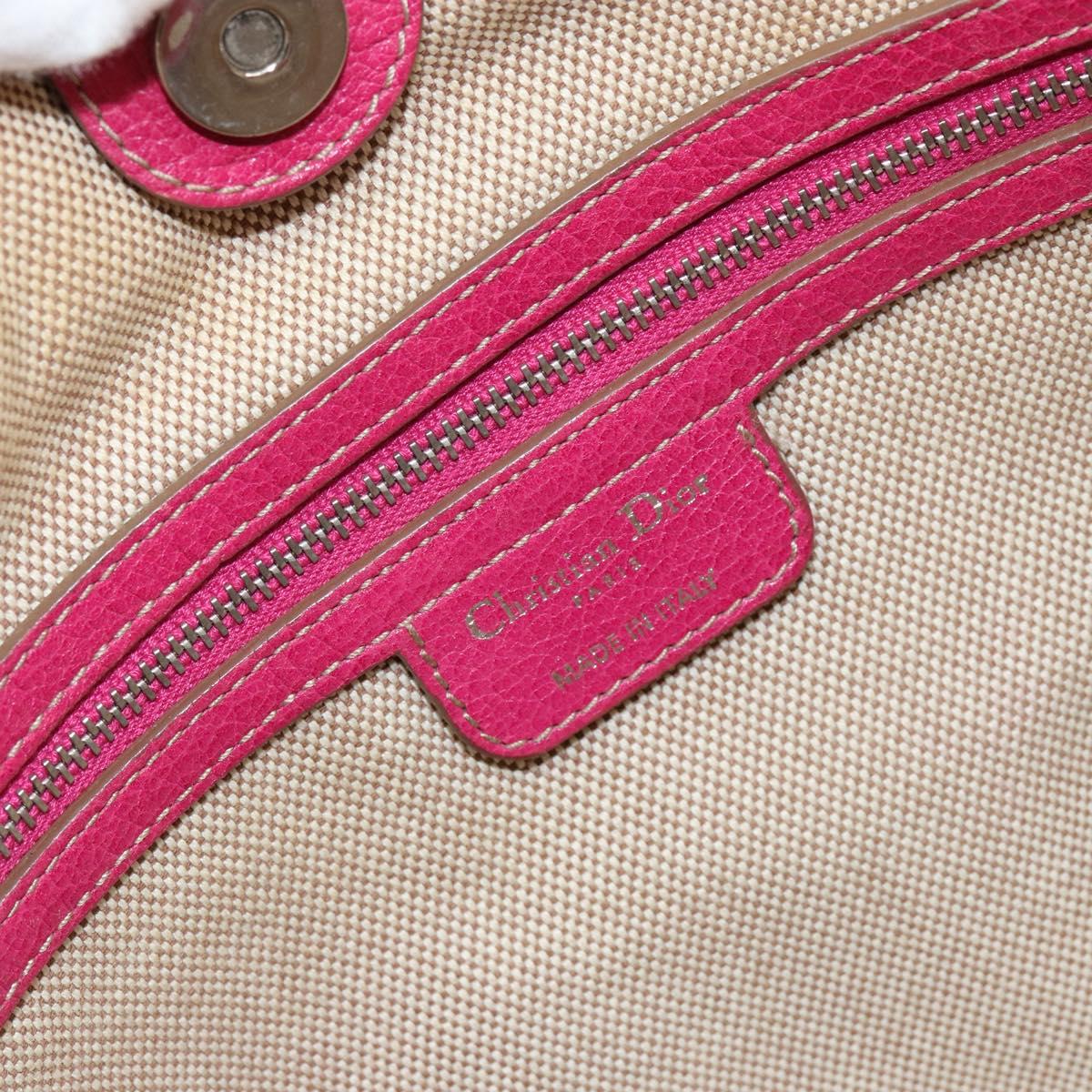 Christian Dior Canage Hand Bag Coated Canvas Pink Silver Auth 156007