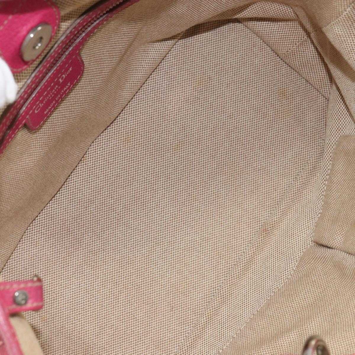 Christian Dior Canage Hand Bag Coated Canvas Pink Silver Auth 156007