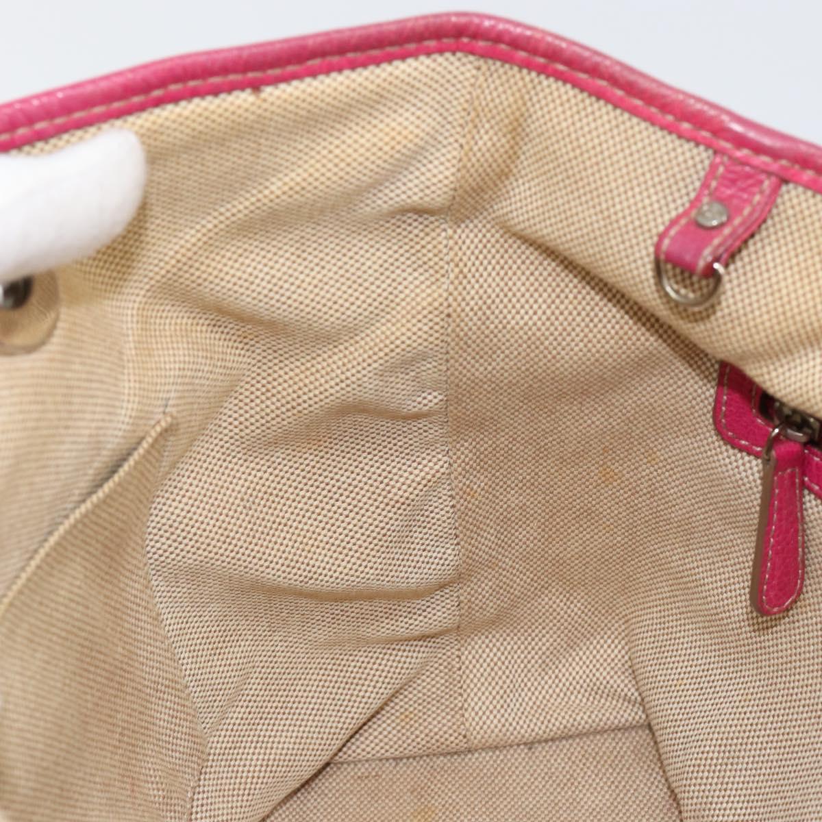 Christian Dior Canage Hand Bag Coated Canvas Pink Silver Auth 156007